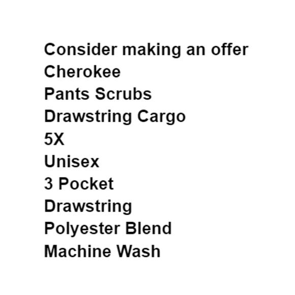 Cherokee Drawstring Cargo Scrub Pants 5X Pocket Durable Medical Dental Plus Size - Picture 2 of 7